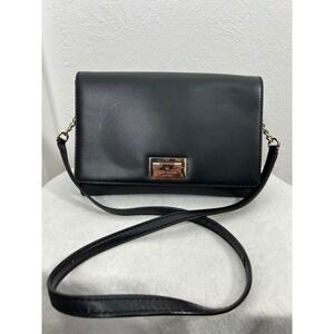 Kate Spade Black Crossbody Bag 100% Cow Leather Gold Lock‎